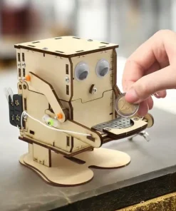 Robot Tirelire en Bois