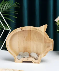 Tirelire Cochon en Bois