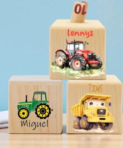 Tirelire Tracteur en Bois Personnalisée